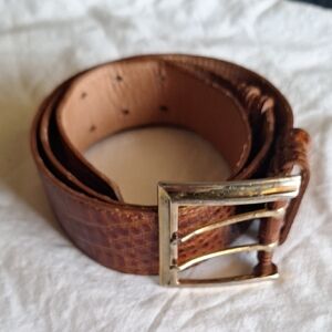 Ginnie Johansen Inc.v Dallas Leather Women's Belt in Brown with Gold Buckle